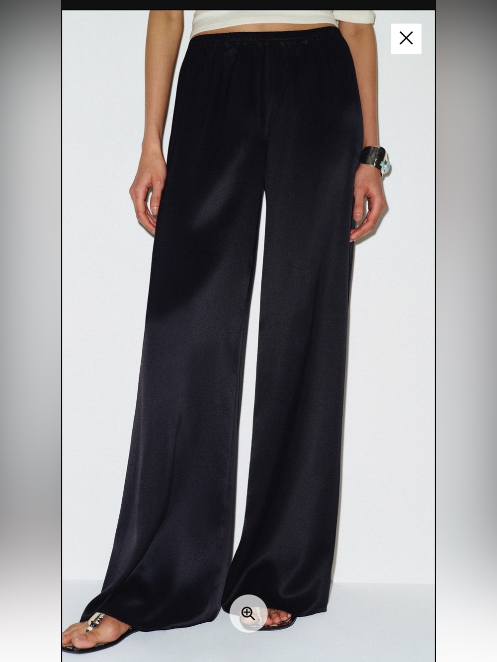 NWT Reformation BLACK SILK CELINE LOW RISE WIDE LEG TROUSER Size S - Picture 4 of 10